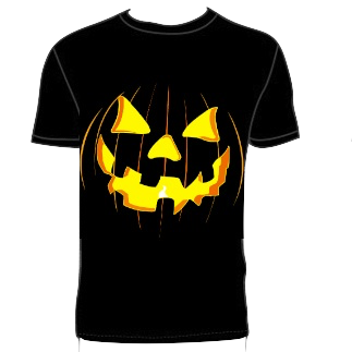 ScareLA shirt with jack-o-lantern pumpkin print, black & orange, oversized print, large design T-shirt